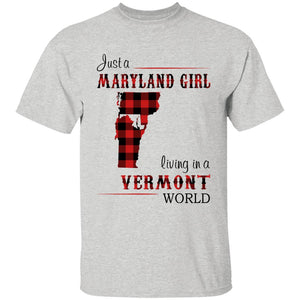Just A Maryland Girl Living In A Vermont World T-shirt - T-shirt Born Live Plaid Red Teezalo