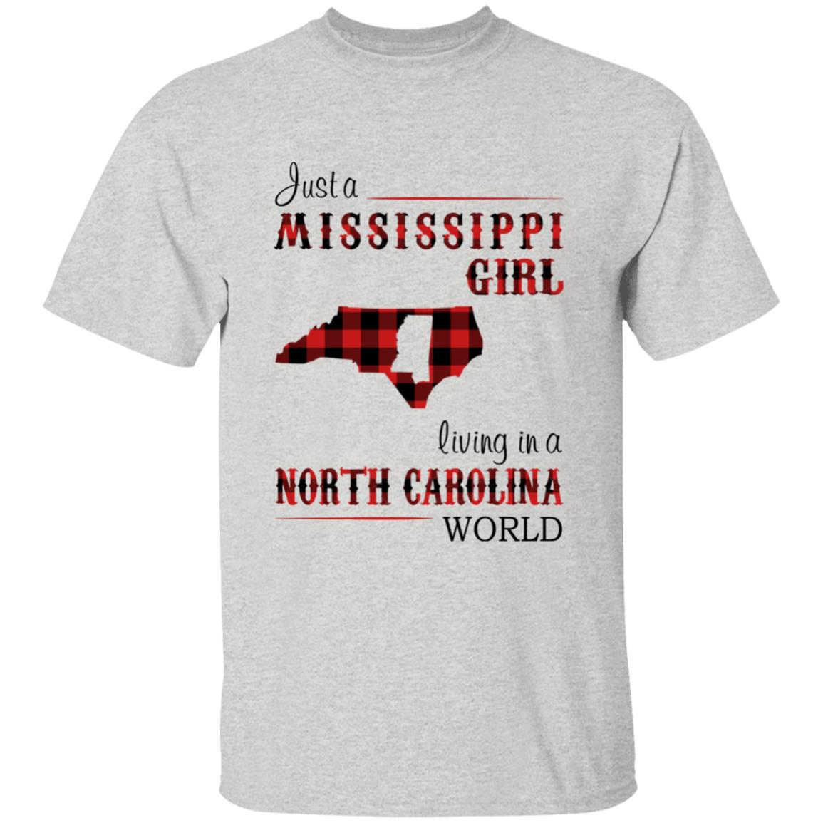 Just A Mississippi Girl Living In A North Carolina World T-shirt - T-shirt Born Live Plaid Red Teezalo