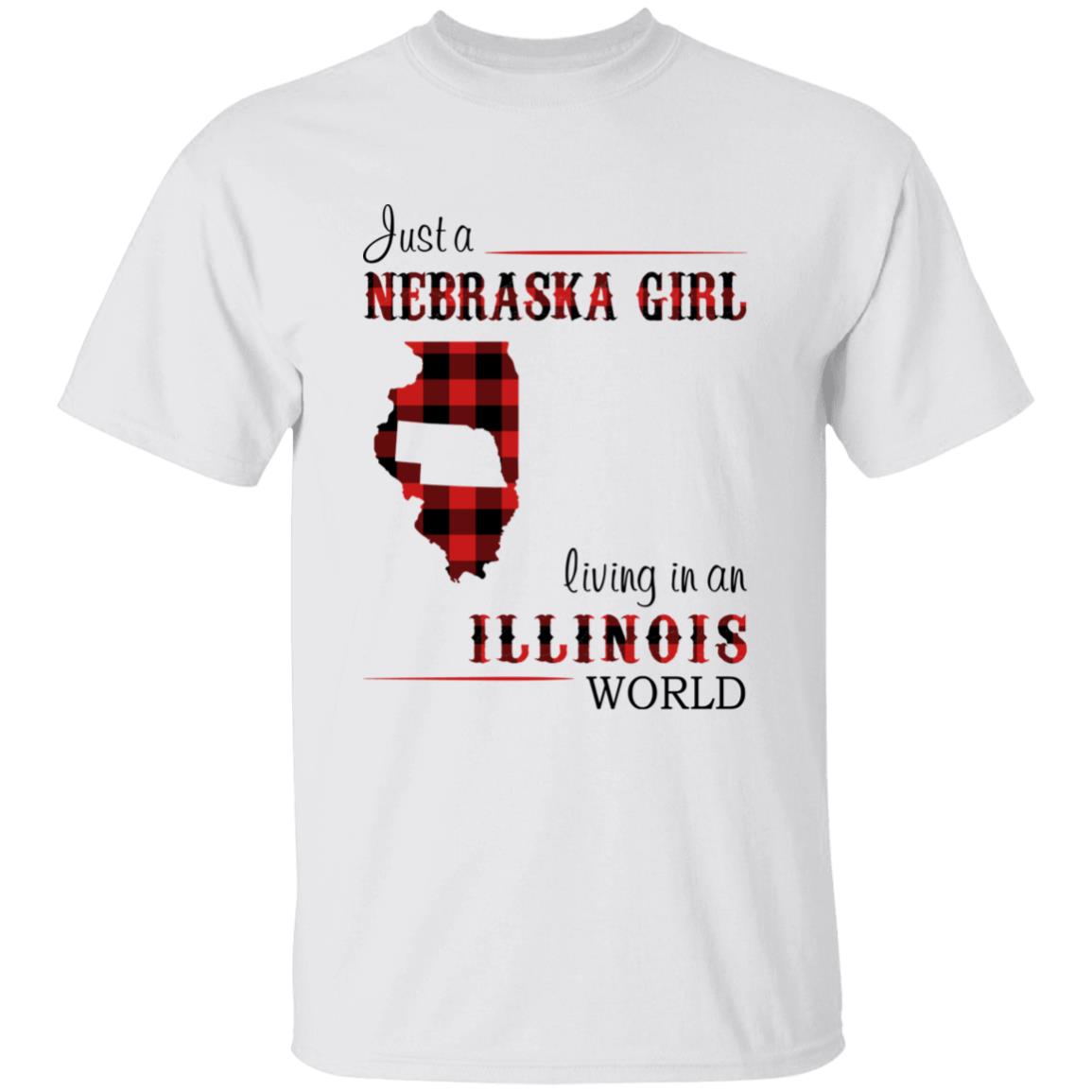 Just A Nebraska Girl Living In An Illinois World T-shirt - T-shirt Born Live Plaid Red Teezalo