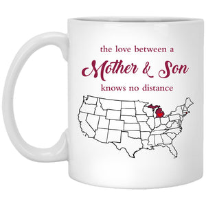 Michigan Rhode Island The Love Between Mother And Son Mug - Mug Teezalo