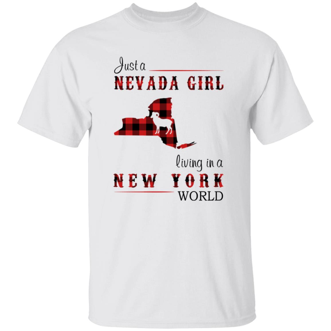 Just A Nevada Girl Living In A New York World T-shirt - T-shirt Born Live Plaid Red Teezalo