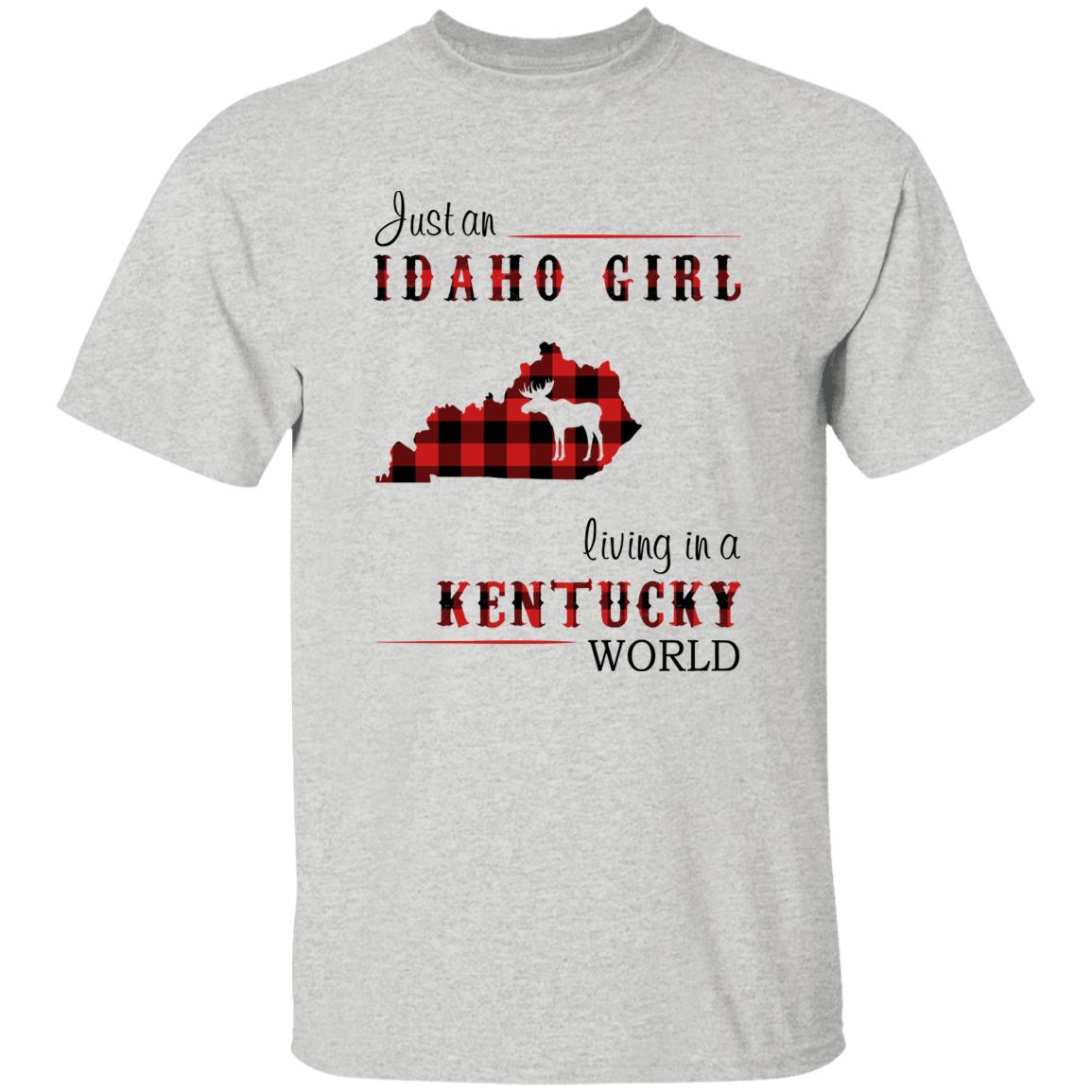 Just An Idaho Girl Living In A Kentucky World T-shirt - T-shirt Born Live Plaid Red Teezalo