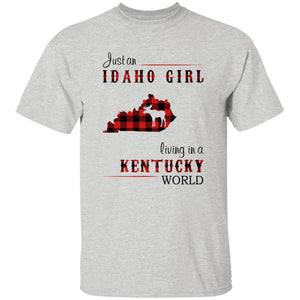 Just An Idaho Girl Living In A Kentucky World T-shirt - T-shirt Born Live Plaid Red Teezalo
