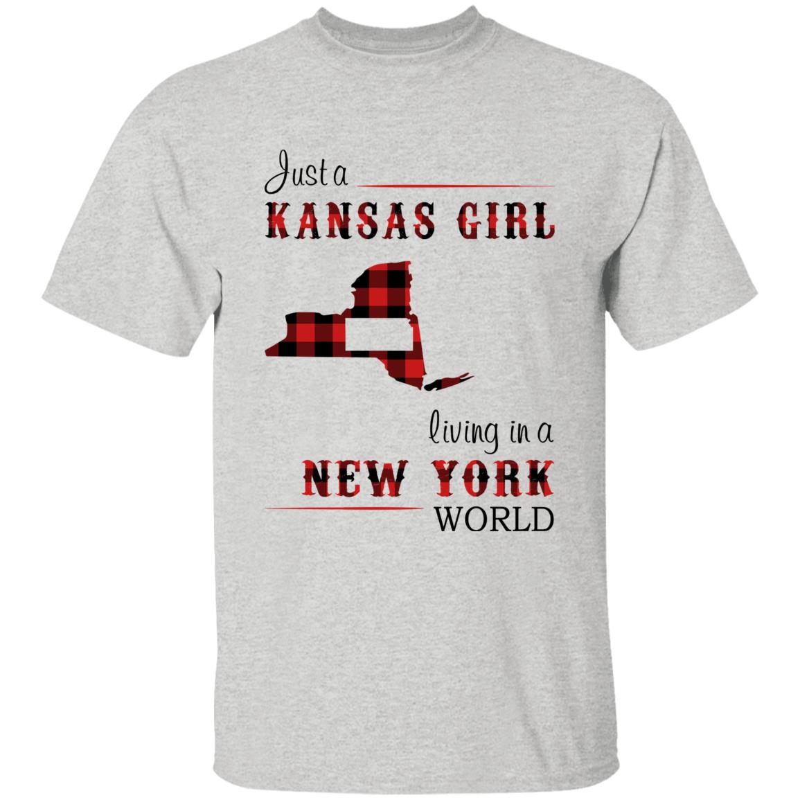 Just A Kansas Girl Living In A New York World T-shirt - T-shirt Born Live Plaid Red Teezalo