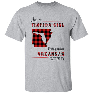 Just A Florida Girl Living In An Arkansas World T-shirt - T-shirt Born Live Plaid Red Teezalo