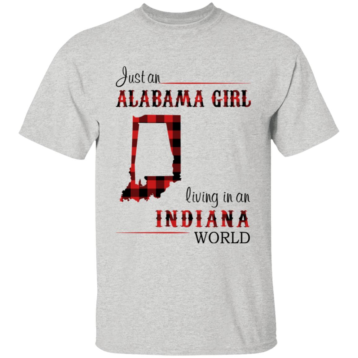 Just An Alabama Girl Living In An Indiana World T-shirt - T-shirt Born Live Plaid Red Teezalo