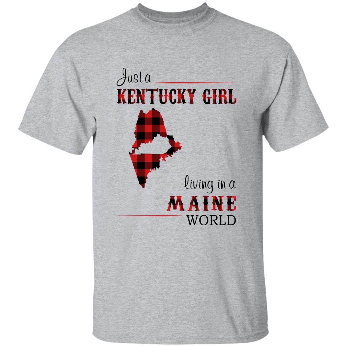 Just A Kentucky Girl Living In A Maine World T-shirt - T-shirt Born Live Plaid Red Teezalo