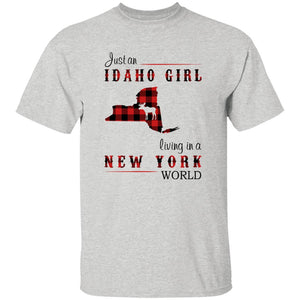 Just An Idaho Girl Living In A New York World T-shirt - T-shirt Born Live Plaid Red Teezalo