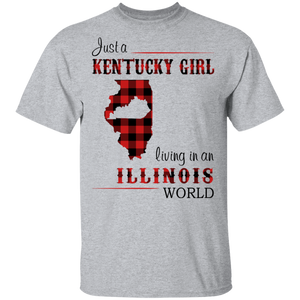 Just A Kentucky Girl Living In An Illinois World T-Shirt - T-shirt Teezalo