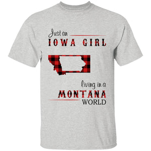 Just An Iowa Girl Living In A Montana World T-shirt - T-shirt Born Live Plaid Red Teezalo