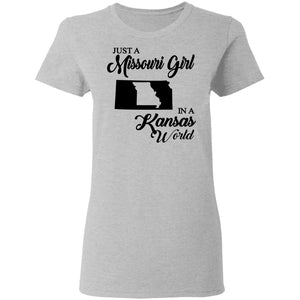 Just A Missouri Girl In A Kansas World T-Shirt - T-shirt Teezalo
