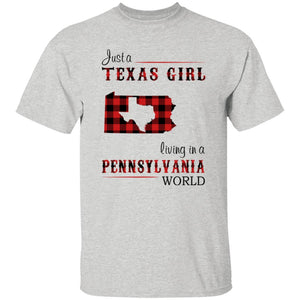Just A Texas Girl Living In A Pennsylvania World T-shirt - T-shirt Born Live Plaid Red Teezalo