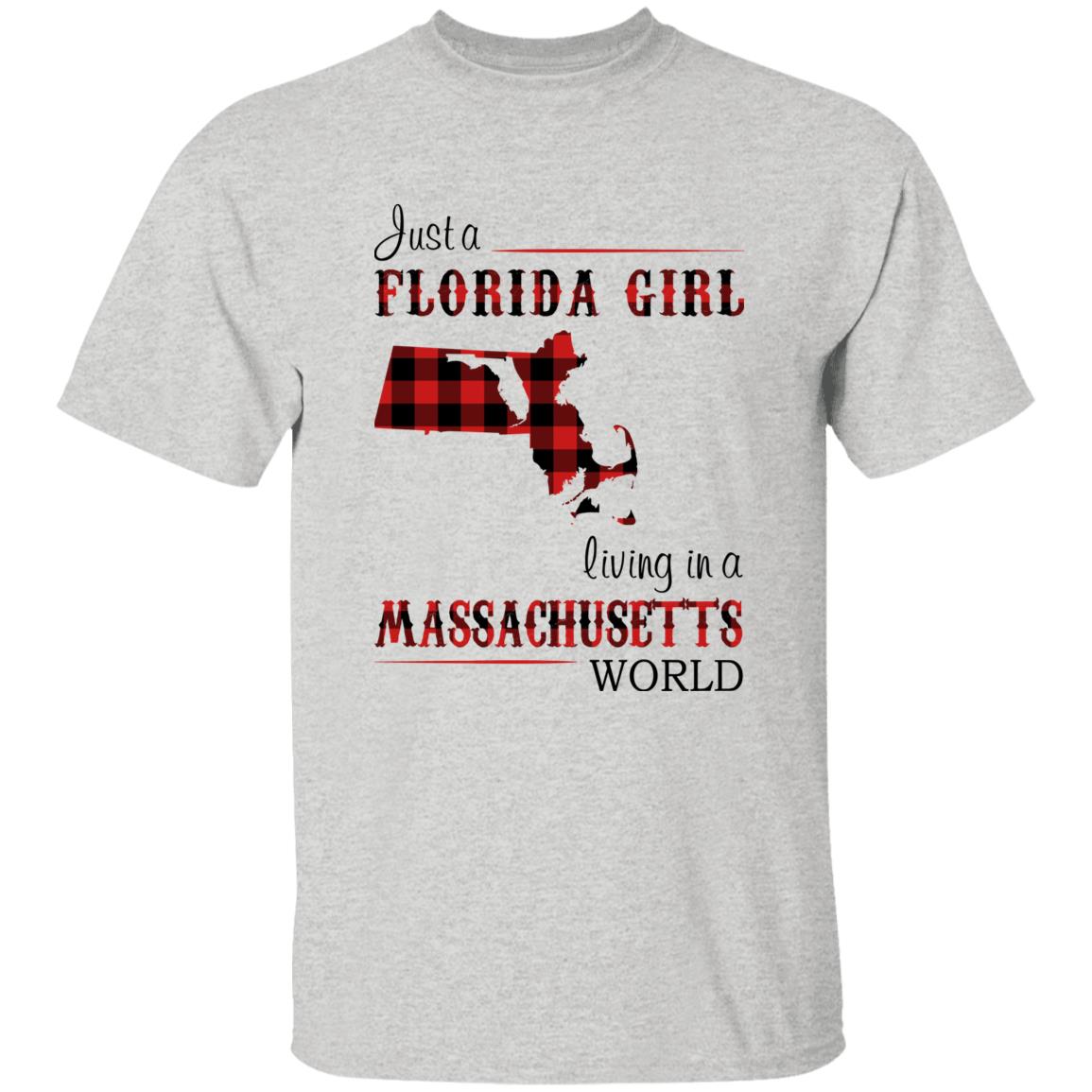 Just Florida Girl Living In A Massachusetts World T-shirt - T-shirt Born Live Plaid Red Teezalo