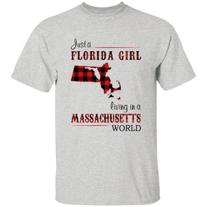 Just Florida Girl Living In A Massachusetts World T-shirt - T-shirt Born Live Plaid Red Teezalo