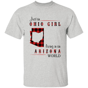 Just An Ohio Girl Living In An Arizona World T-shirt - T-shirt Born Live Plaid Red Teezalo