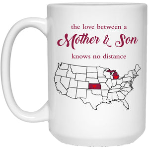 Kansas Michigan The Love Between Mother And Son Mug - Mug Teezalo