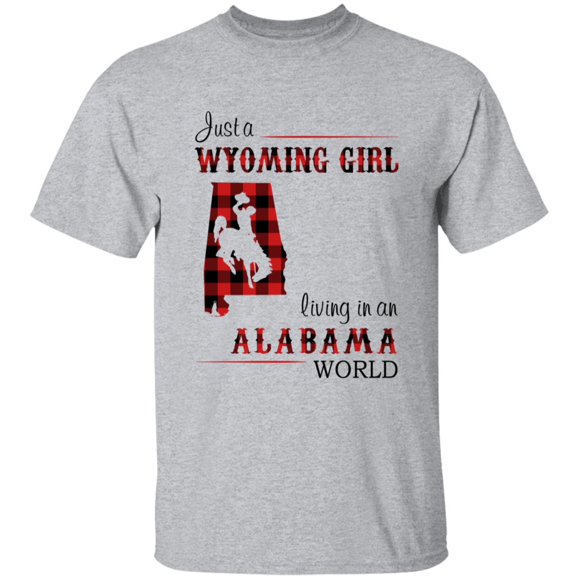 Just A Wyoming Girl Living In An Alabama World T-shirt - T-shirt Born Live Plaid Red Teezalo