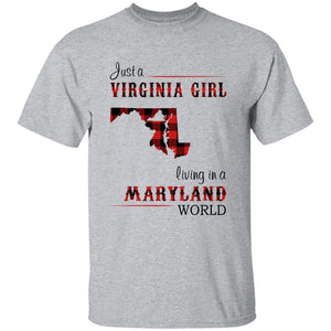 Just A Virginia Girl Living In A Maryland World T-shirt - T-shirt Born Live Plaid Red Teezalo