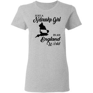 Just A Nebraska Girl In An England World T-Shirt - T-shirt Teezalo