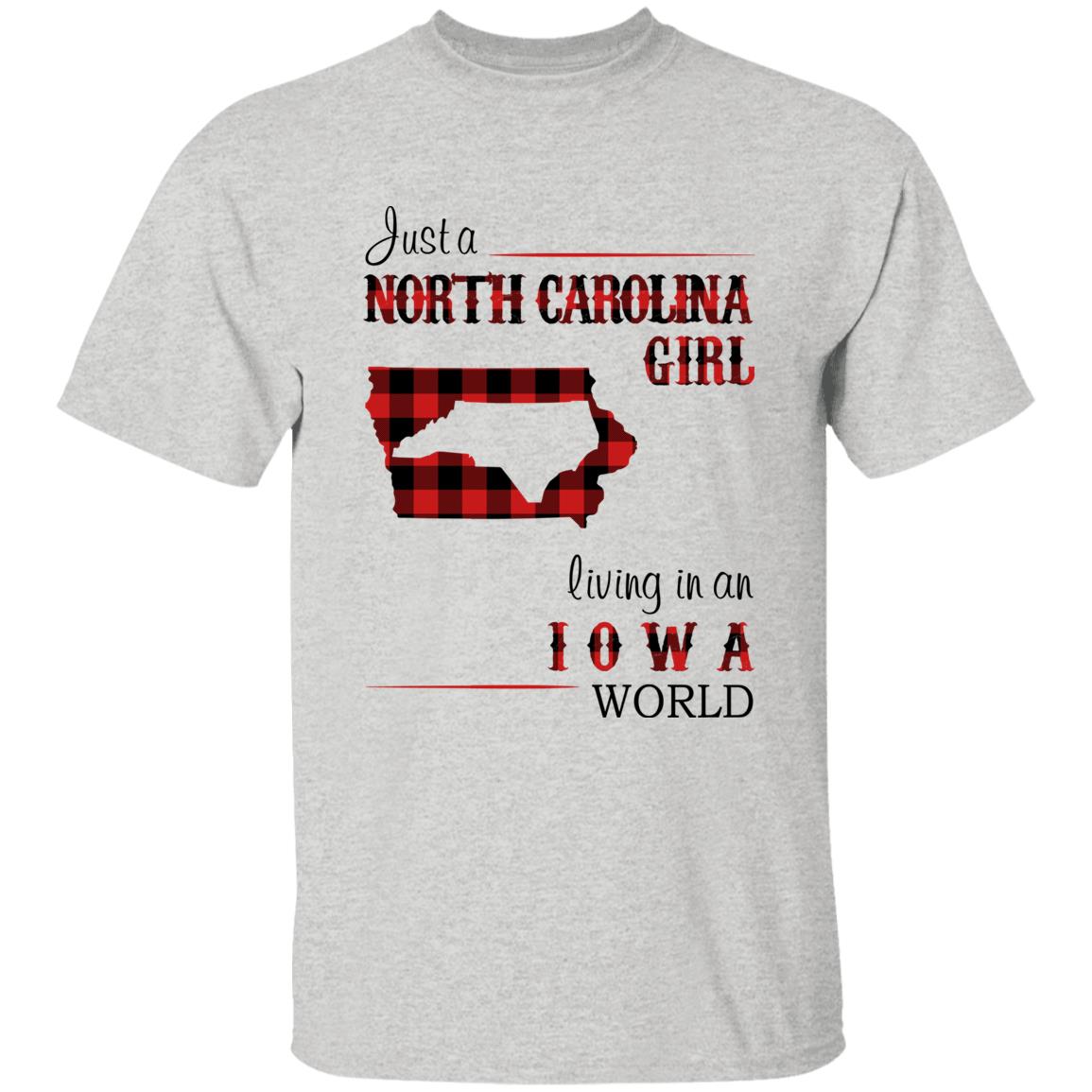 Just A North Carolina Girl Living In An Iowa World T-shirt - T-shirt Born Live Plaid Red Teezalo