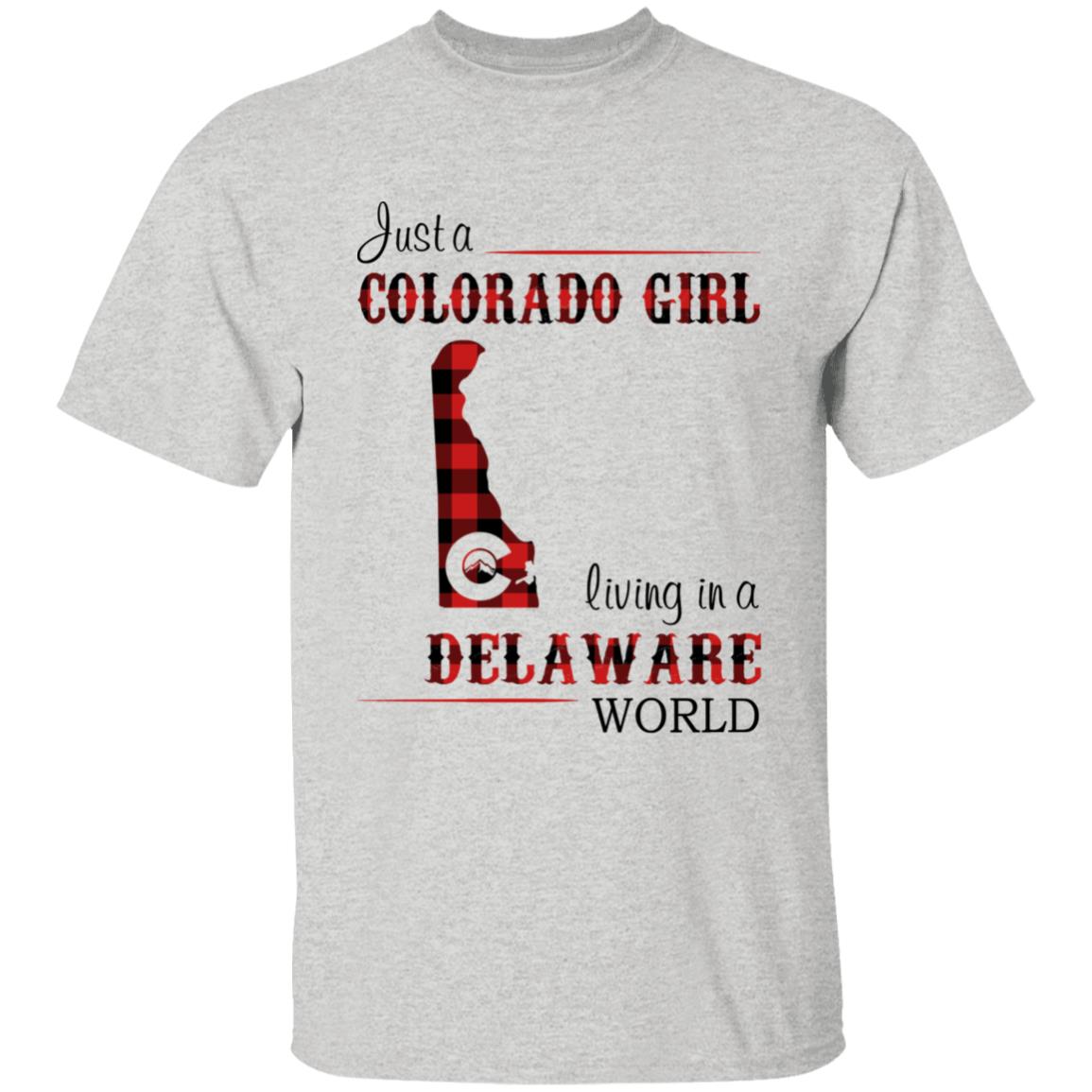Just A Colorado Girl Living In A Delaware World T-shirt - T-shirt Born Live Plaid Red Teezalo