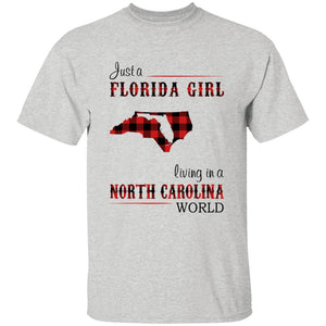 Just A Florida Girl Living In A North Carolina World T-shirt - T-shirt Born Live Plaid Red Teezalo