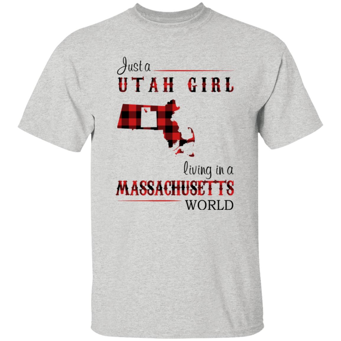 Just A Utah Girl Living In A Massachusetts World T-shirt - T-shirt Born Live Plaid Red Teezalo