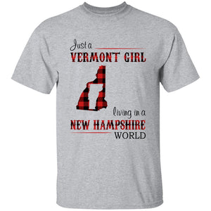 Just A Vermont Girl Living In A New Hampshire World T-shirt - T-shirt Born Live Plaid Red Teezalo