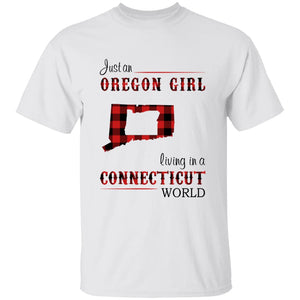 Just An Oregon Girl Living In A Connecticut World T-shirt - T-shirt Born Live Plaid Red Teezalo