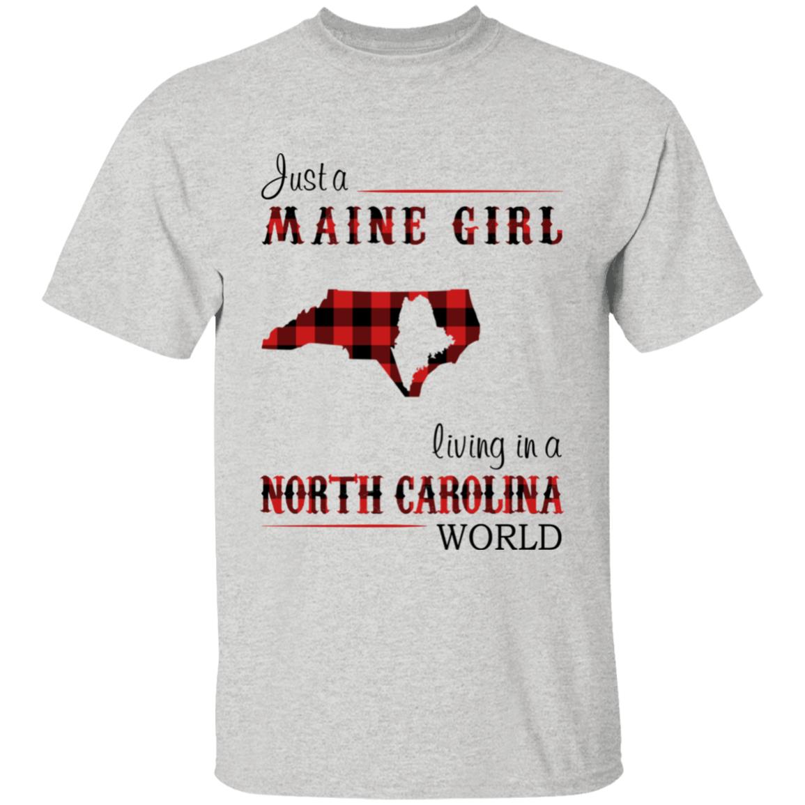 Just A Maine Girl Living In A North Carolina World T-shirt - T-shirt Born Live Plaid Red Teezalo