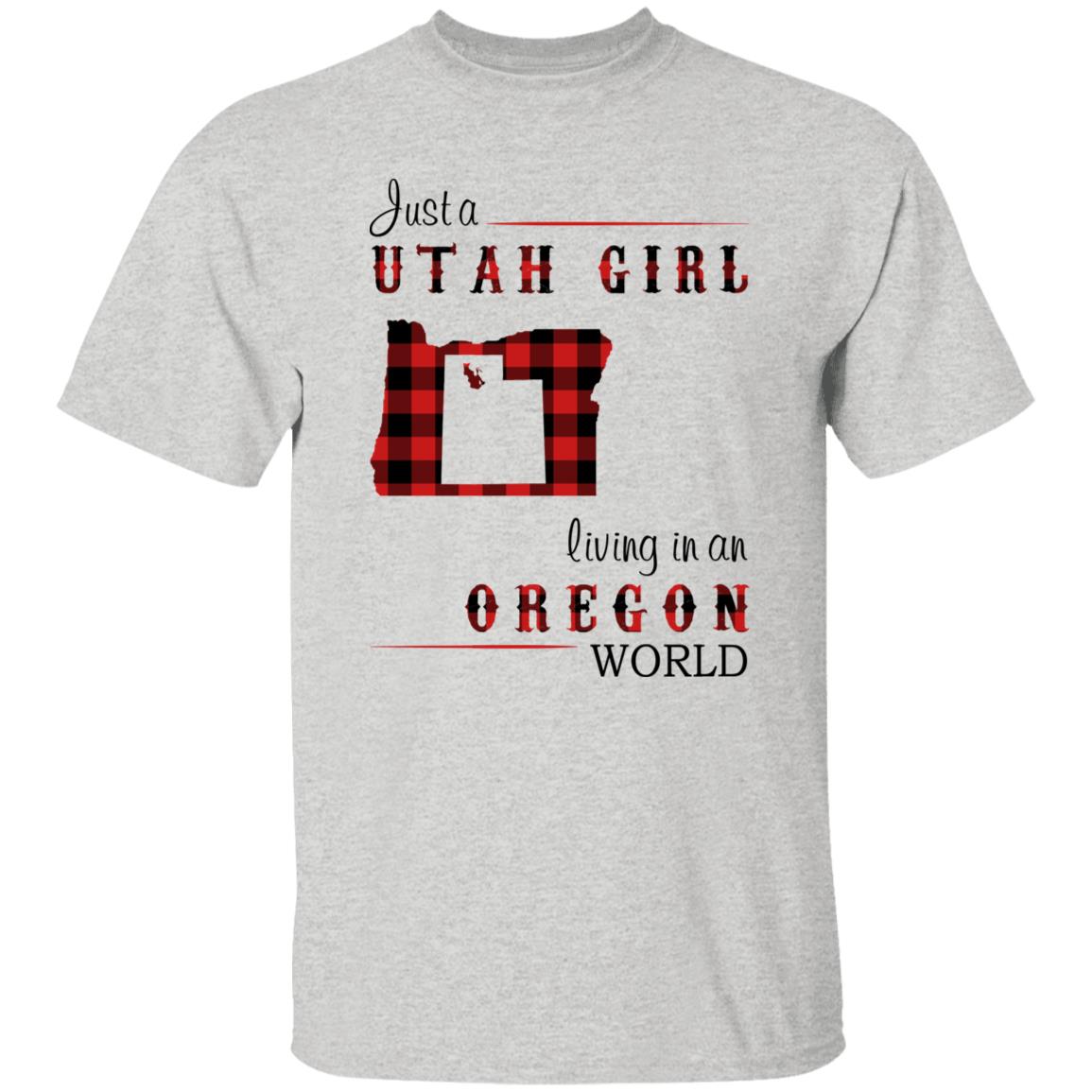 Just A Utah Girl Living In An Oregon World T-shirt - T-shirt Born Live Plaid Red Teezalo