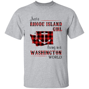 Just A Rhode Island Girl Living In A Washington World T-shirt - T-shirt Born Live Plaid Red Teezalo