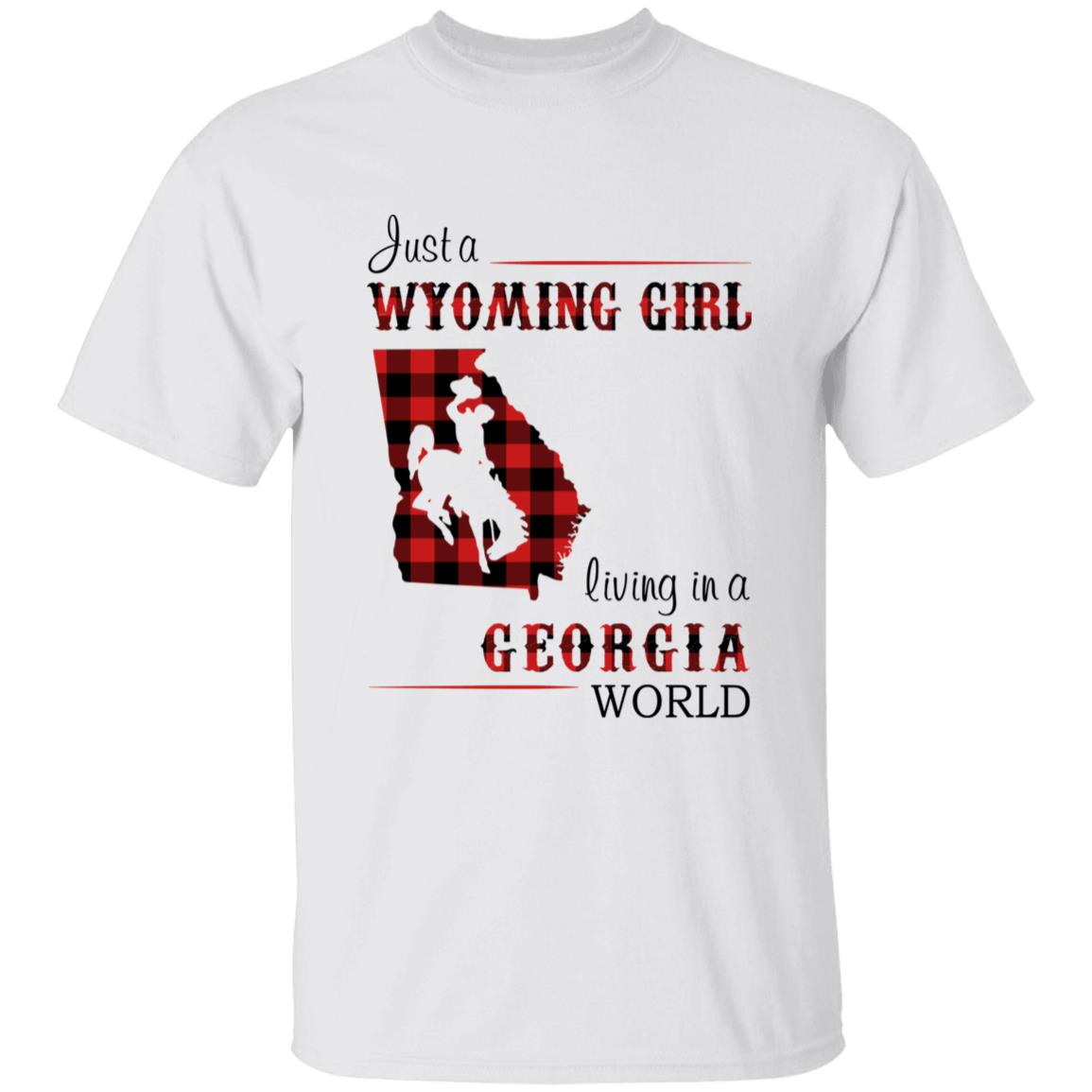 Just A Wyoming Girl Living In A Georgia World T-shirt - T-shirt Born Live Plaid Red Teezalo