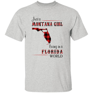 Just A Montana Girl Living In A Florida World T-shirt - T-shirt Born Live Plaid Red Teezalo