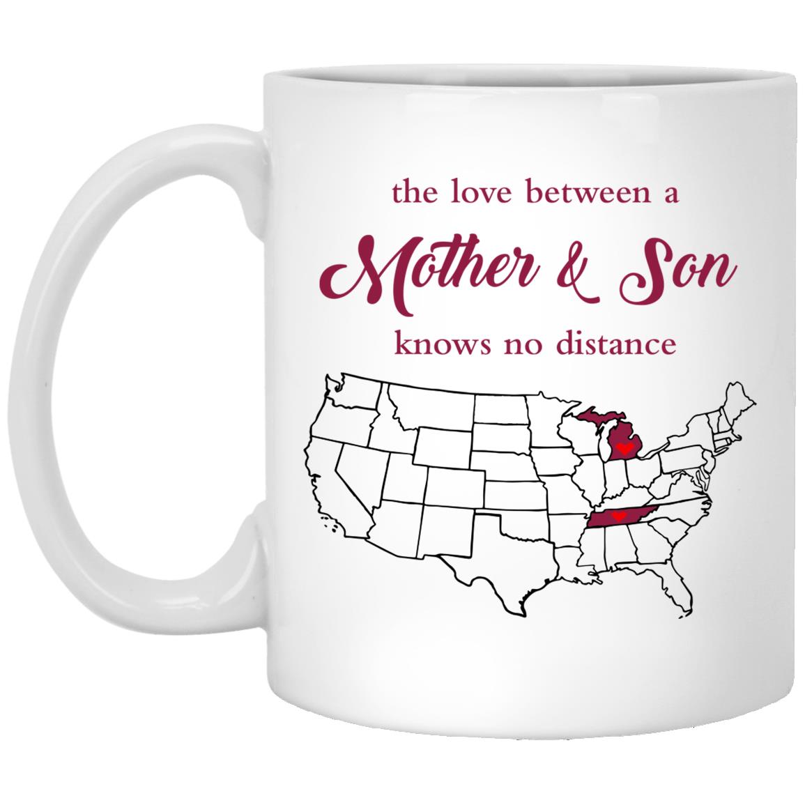 Michigan Tennessee The Love Between Mother And Son Mug - Mug Teezalo