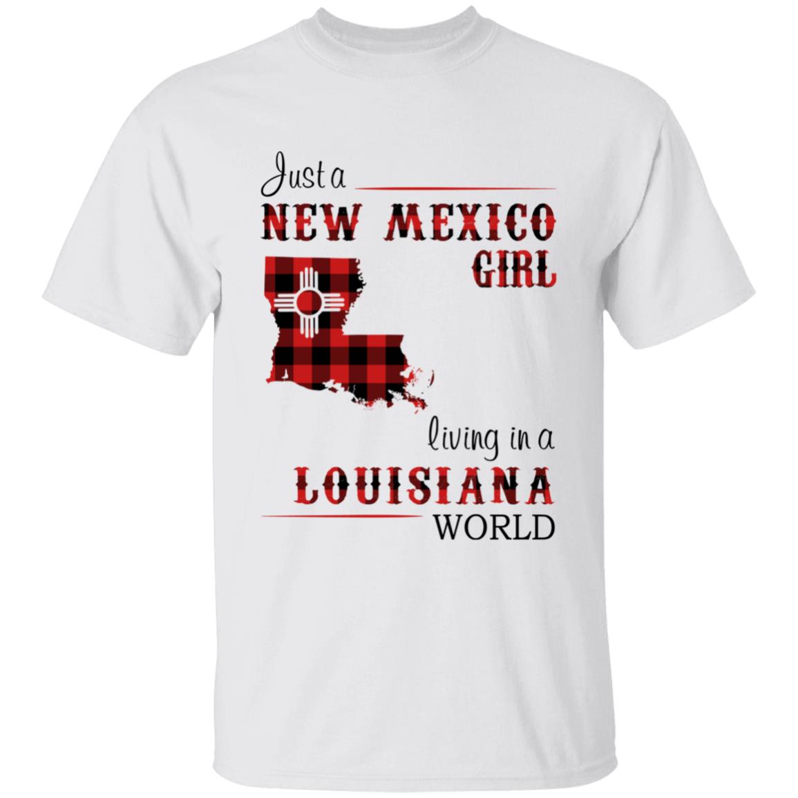 Just A New Mexico Girl Living In A Louisiana World T-shirt - T-shirt Born Live Plaid Red Teezalo