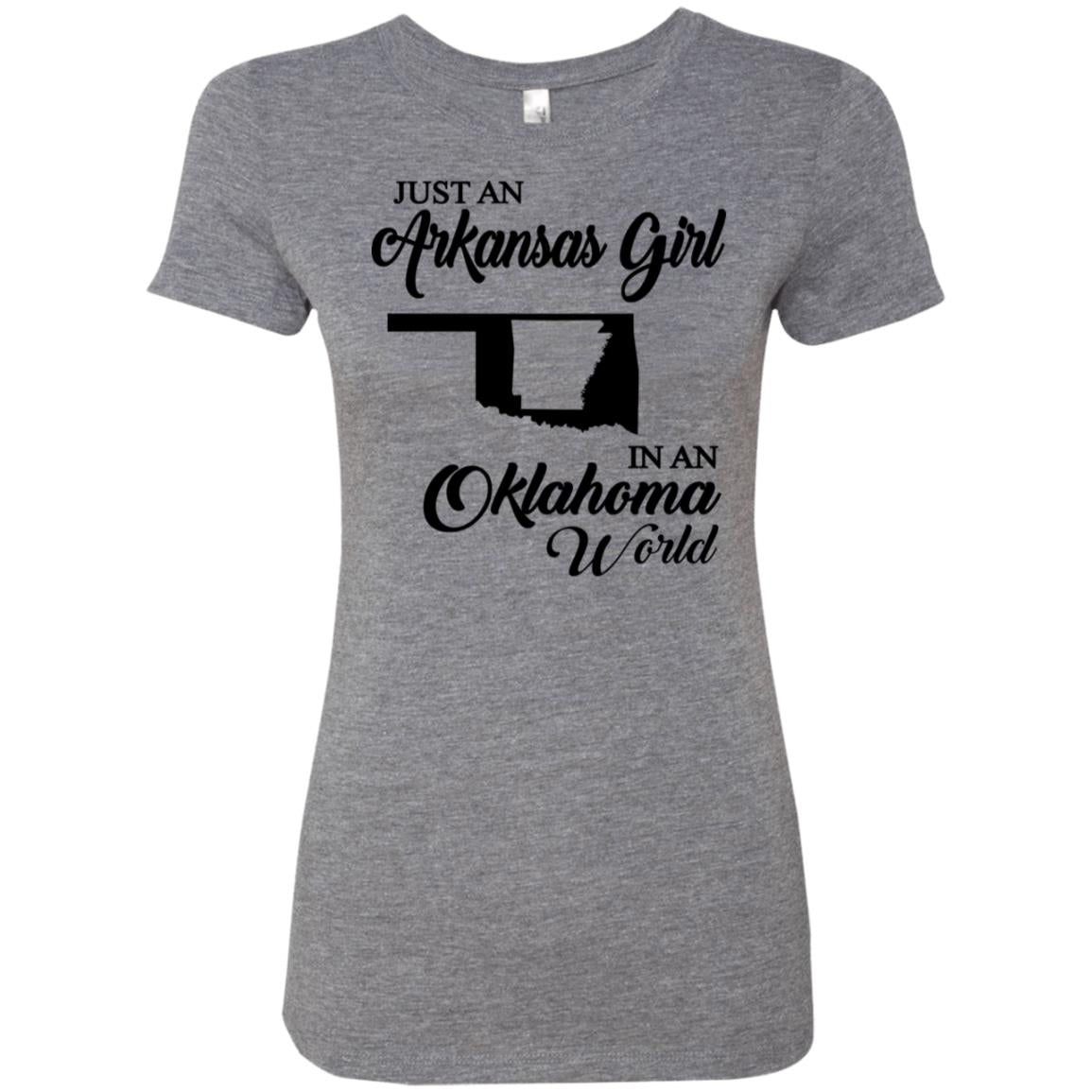 Just An Arkansas Girl In An Oklahoma World T-Shirt - T-shirt Teezalo