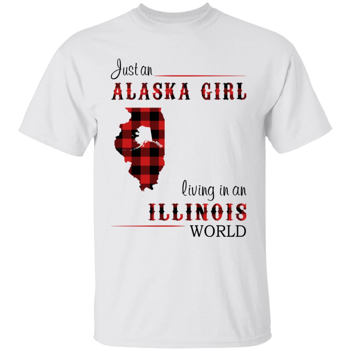 Just An Alaska Girl Living In An Illinois World T-shirt - T-shirt Born Live Plaid Red Teezalo