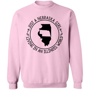 Nebraska Girl Living In Illinois World T-Shirt - T-shirt Teezalo