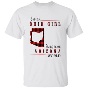 Just An Ohio Girl Living In An Arizona World T-shirt - T-shirt Born Live Plaid Red Teezalo