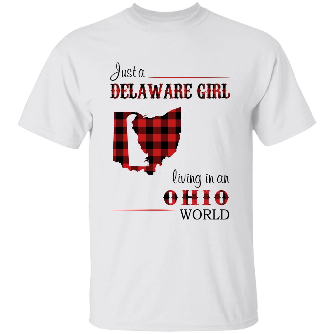 Just A Delaware Girl Living In An Ohio World T-Shirt - T-shirt Born Live Plaid Red Teezalo