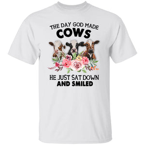 Funny Cow Shirt, The Day God Made Cows He Just Sat Down And Smiled - T-Shirts Teezalo