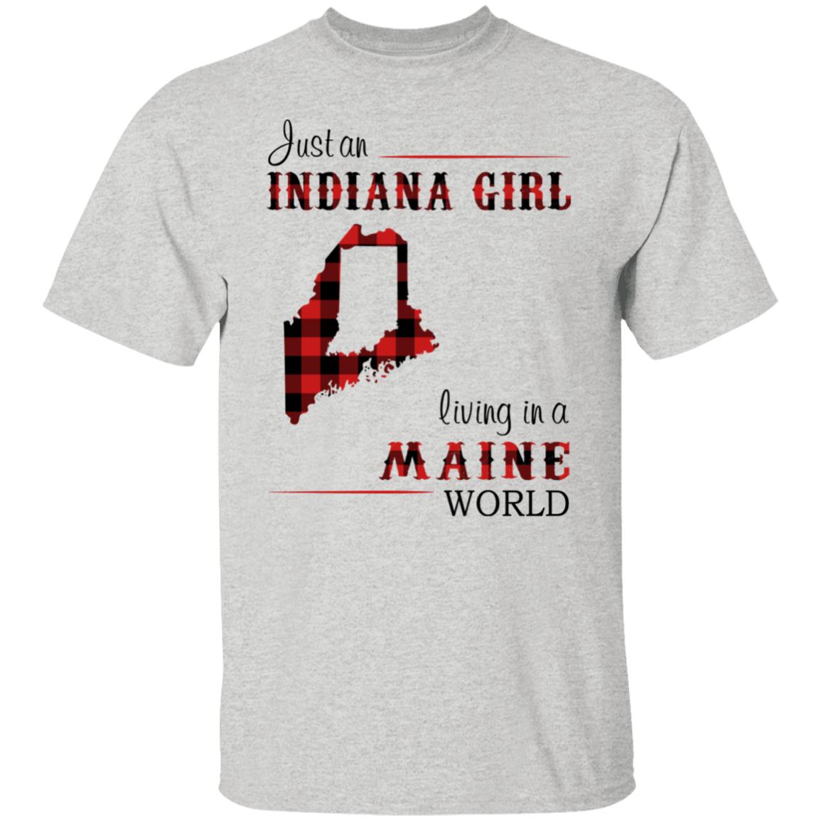 Just An Indiana Girl Living In A Maine World T-Shirt - T-shirt Born Live Plaid Red Teezalo