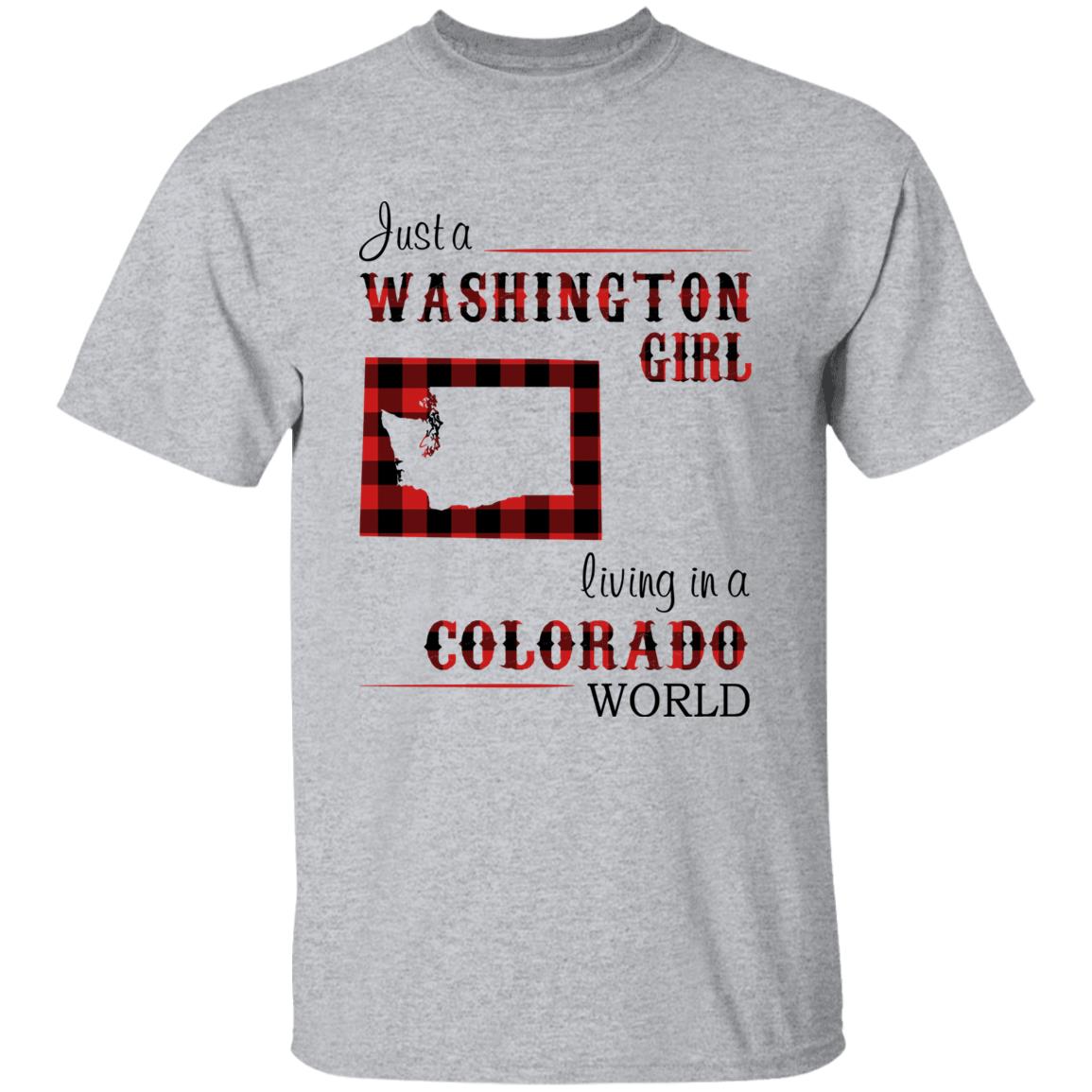 Just A Washington Girl Living In A Colorado World T-shirt - T-shirt Born Live Plaid Red Teezalo