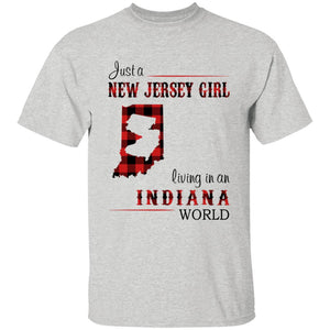 Just A New Jersey Girl Living In An Indiana World T-shirt - T-shirt Born Live Plaid Red Teezalo