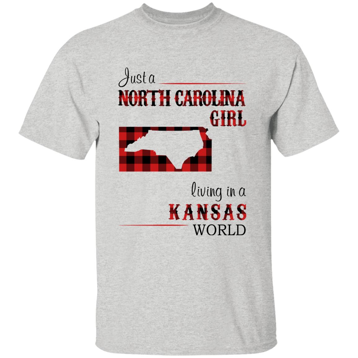 Just A North Carolina Girl Living In A Kansas World T-shirt - T-shirt Born Live Plaid Red Teezalo