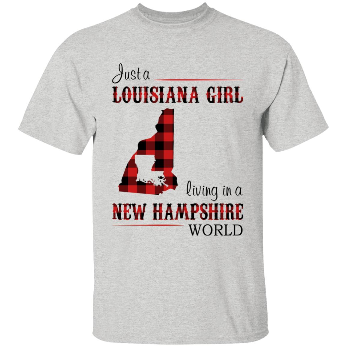 Just A Louisiana Girl Living In A New Hampshire World T-shirt - T-shirt Born Live Plaid Red Teezalo