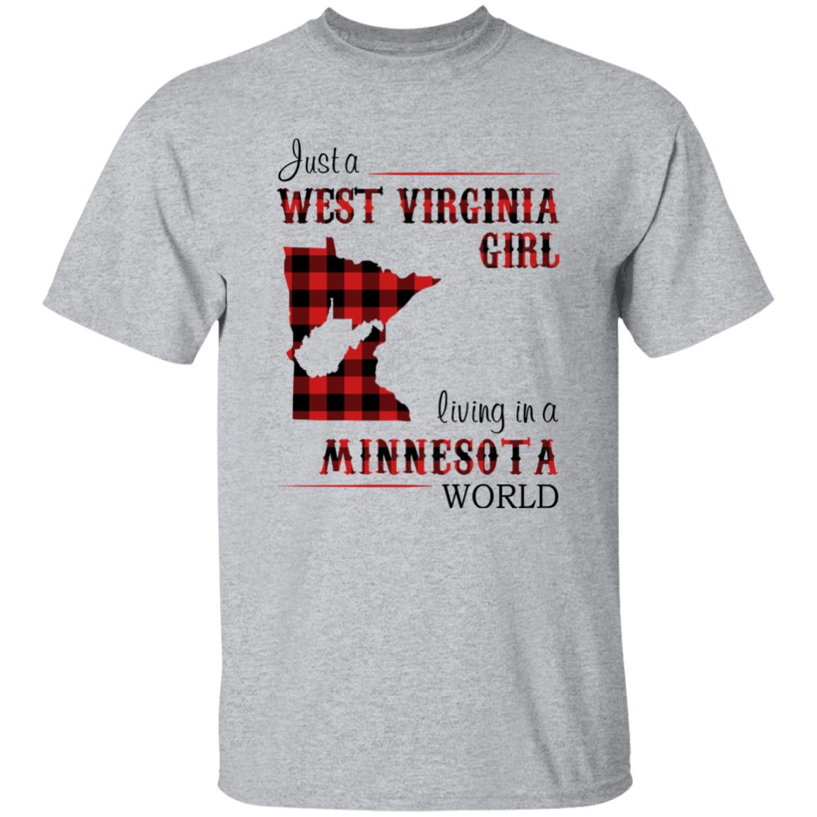 Just A West Virginia Girl Living In A Minnesota World T-shirt - T-shirt Born Live Plaid Red Teezalo