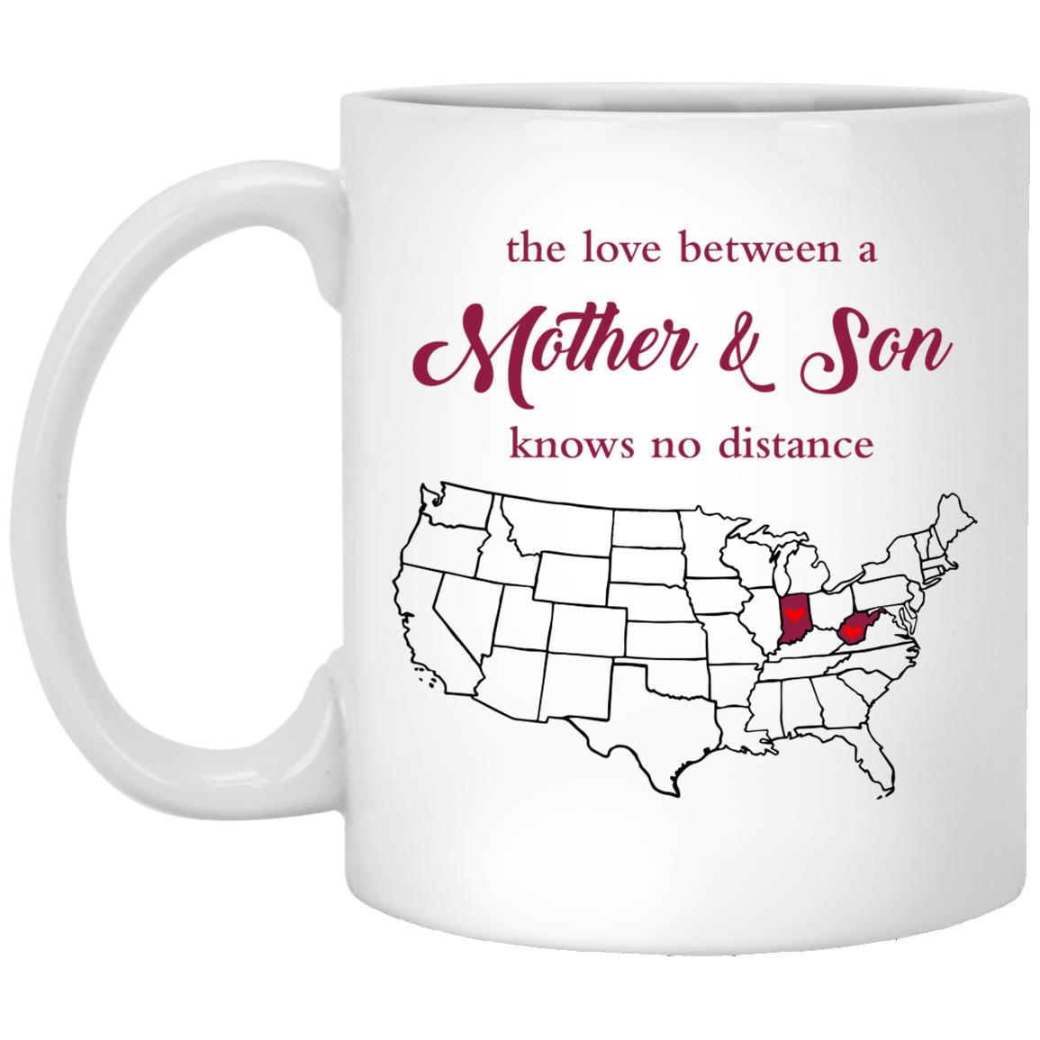 West Virginia Indiana The Love Between Mother And Son Mug - Mug Teezalo