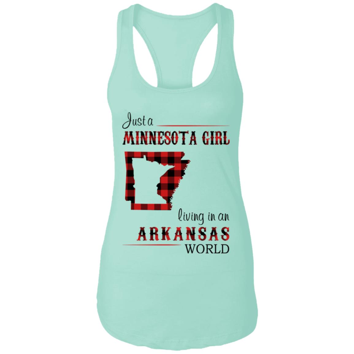 Just A Minnesota Girl Living In An Arkansas World T Shirt - T-shirt Teezalo